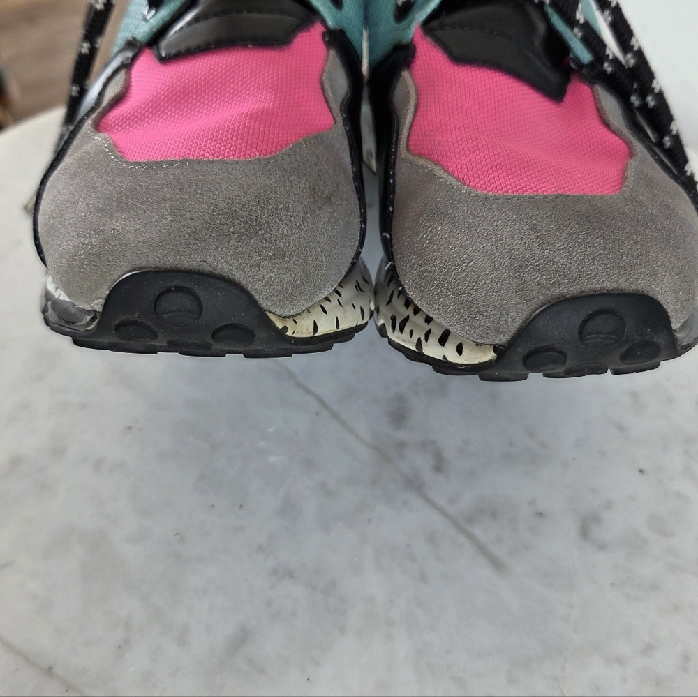 Steve Madden Women’s Cliff Sneakers Platform Animal Print Pink Turquoise Retro 8 - Picture 9 of 13